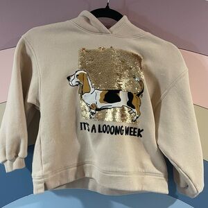Zara Sweatshirt Girl size 8 girl gift sequin Zara sweatshirt girl color beige